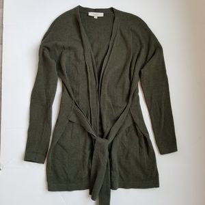 Loft S green belted cardigan